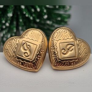 ✨2/$10✨ Charming Heart Letter J Gold Stud Earrings by Avon